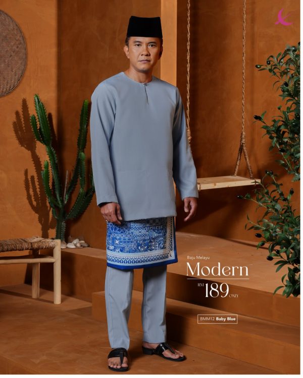 BAJU MELAYU TELUK BELANGA MODERN BABY BLUE