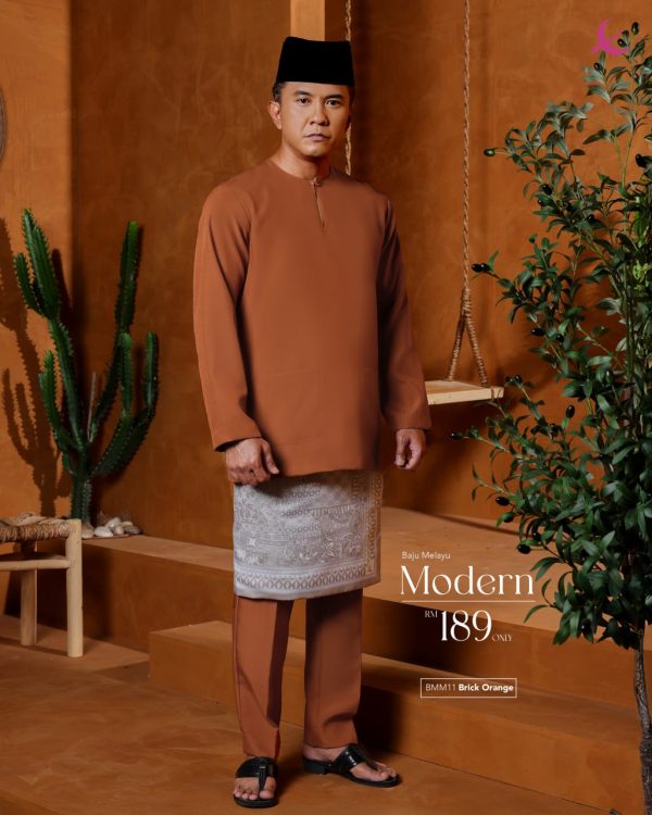 BAJU MELAYU TELUK BELANGA MODERN BRICK ORANGE