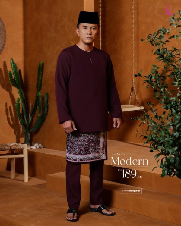 BAJU MELAYU TELUK BELANGA MODERN BURGANDY