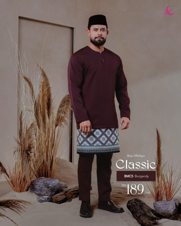 BAJU MELAYU TELUK BELANGA CLASSIC BURGANDY